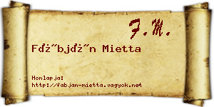 Fábján Mietta névjegykártya